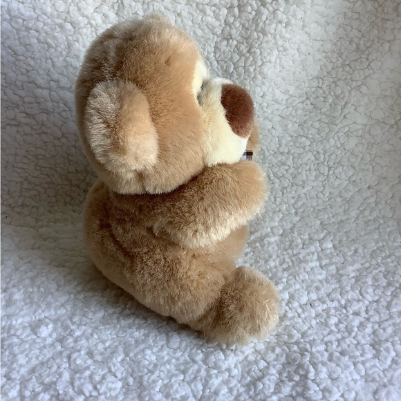GUND 1993 Plush Tan Sitting Bear w Big Nose and Bow Stuffed Animal Toy - Picture 2 of 6